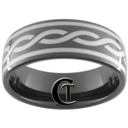 9mm Black Dome Tungsten Carbide Celtic Design