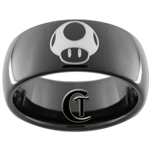 9mm Black Dome Tungsten Carbide Mario Mushroom Design Ring.