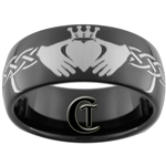 9mm Black Dome Tungsten Carbide Claddagh Celtic Ring Design