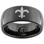 9mm Black Dome Tungsten Carbide Fleur De Lis Celtic Design