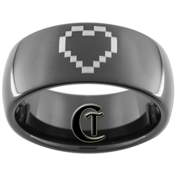 9mm Black Dome Tungsten Carbide Zelda Design