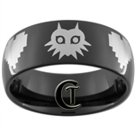 9mm Black Dome Tungsten Carbide Zelda Majora's Mask & 8-Bit Hearts Design