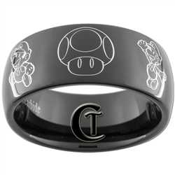 9mm Black Dome Tungsten Carbide Mario Design