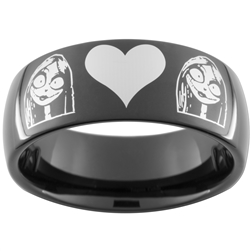 9mm Black Dome Tungsten Carbide Nightmare Before Christmas Sally Heart Sally Design