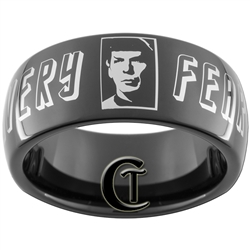 9mm Black Dome Tungsten Carbide Star Trek Design