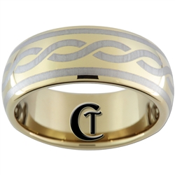 9mm Gold Dome Tungsten Carbide Celtic Design