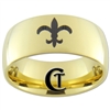 9mm Gold Dome Tungsten Carbide Fleur De Lis Design