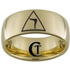 9mm Gold Dome Tungsten Carbide Masonic Yod Design