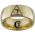 9mm Gold Dome Tungsten Carbide Masonic Yod Design