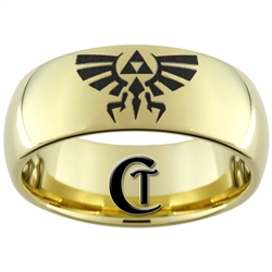 9mm Gold Dome Tungsten Carbide Legend Of Zelda Design