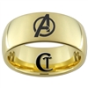 9mm Gold Dome Tungsten Carbide Avengers Design