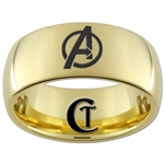 9mm Gold Dome Tungsten Carbide Avengers Design