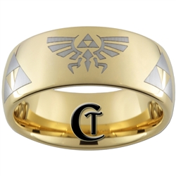 9mm Gold Dome Tungsten Carbide Zelda Skyward Sword Design