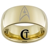 9mm Gold Dome Tungsten Carbide Star Trek Design