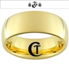 9mm 14Kt Gold Plated Dome Tungsten Carbide Eagle Globe and Anchor Gunnery Sergeant Design Ring.