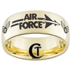 9mm 14Kt Gold Plated Dome Tungsten Carbide Air Force Airman First Class Design.