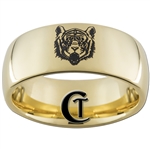 9mm Gold Dome Tungsten Carbide Tiger Design