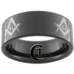 9mm Black Pipe Tungsten Carbide Masonic Design