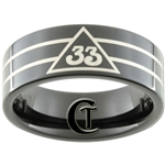 9mm Black Pipe Tungsten Carbide Masonic Design