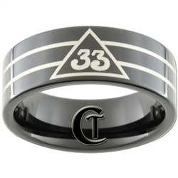 9mm Black Pipe Tungsten Carbide Masonic Design