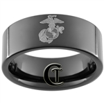 9mm Black Pipe Tungsten Carbide Marines Eagle Globe and Anchor Design.