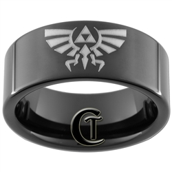 9mm Black Pipe Tungsten Carbide Legend Of Zelda Design