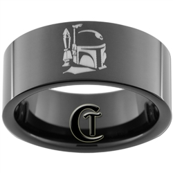 9mm Black Pipe Tungsten Carbide Star Wars Boba Fett Design