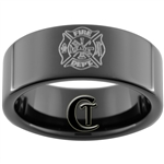 9mm Black Pipe Tungsten Carbide Fire Department Design