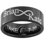 Build Your Own Custom 9mm Black Pipe Tungsten Carbide Infinity Symbol Names Design Ring
