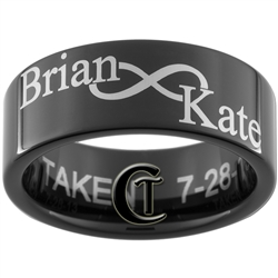 Build Your Own Custom 9mm Black Pipe Tungsten Carbide Infinity Symbol Names Design Ring