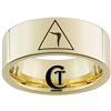 9mm Gold Pipe Tungsten Carbide Masonic Yod Design