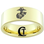 9mm 14Kt Gold Plated Pipe Tungsten Carbide Marines Eagle Globe and Anchor Design