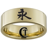 9mm Gold Pipe Tungsten Carbide Kanji Ring Design
