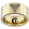 9mm 14Kt Gold Plated Pipe Tungsten Carbide Phoenix Design Ring.