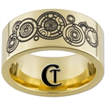 9mm Gold Pipe Tungsten Carbide Doctor Who Ring Design