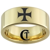 9mm Gold Pipe Tungsten Carbide Maltese Cross Design