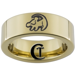 9mm Gold Pipe Tungsten Carbide Lion King Simba Design