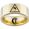 9mm Gold Pipe Tungsten Carbide Masonic Yod Design