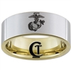 9mm 14Kt Gold Plated Pipe Tungsten Carbide Satin Finish Marines Eagle Globe and Anchor Design