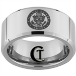 10mm Beveled Tungsten Carbide Army Crest Design Ring.