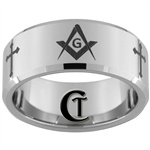 10mm Beveled Tungsten Carbide Religious Cross and Masonic Design