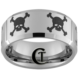 10mm Beveled Tungsten Carbide Skulls Design