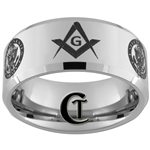 10mm Beveled Tungsten Carbide Alternating ARMY Crests and Masonic Symbols Design Ring.