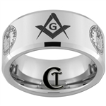 10mm Beveled Tungsten Carbide Masonic Square and Compass & Air Force Seal Design.