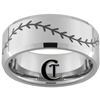 10mm Beveled Tungsten Carbide Baseball Stitch Design