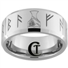 10mm Tungsten Carbide Beveled Runes Tattoo Design Ring