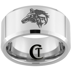 10mm Beveled Tungsten Carbide Wolf Design.