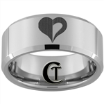 10mm Beveled Tungsten Carbide Custom Heart Design