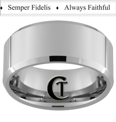 10mm Beveled Tungsten Carbide Marines Semper Fidelis Always Faithful Design.