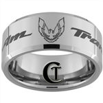 10mm Beveled Tungsten Carbide Trans Am Design Ring.